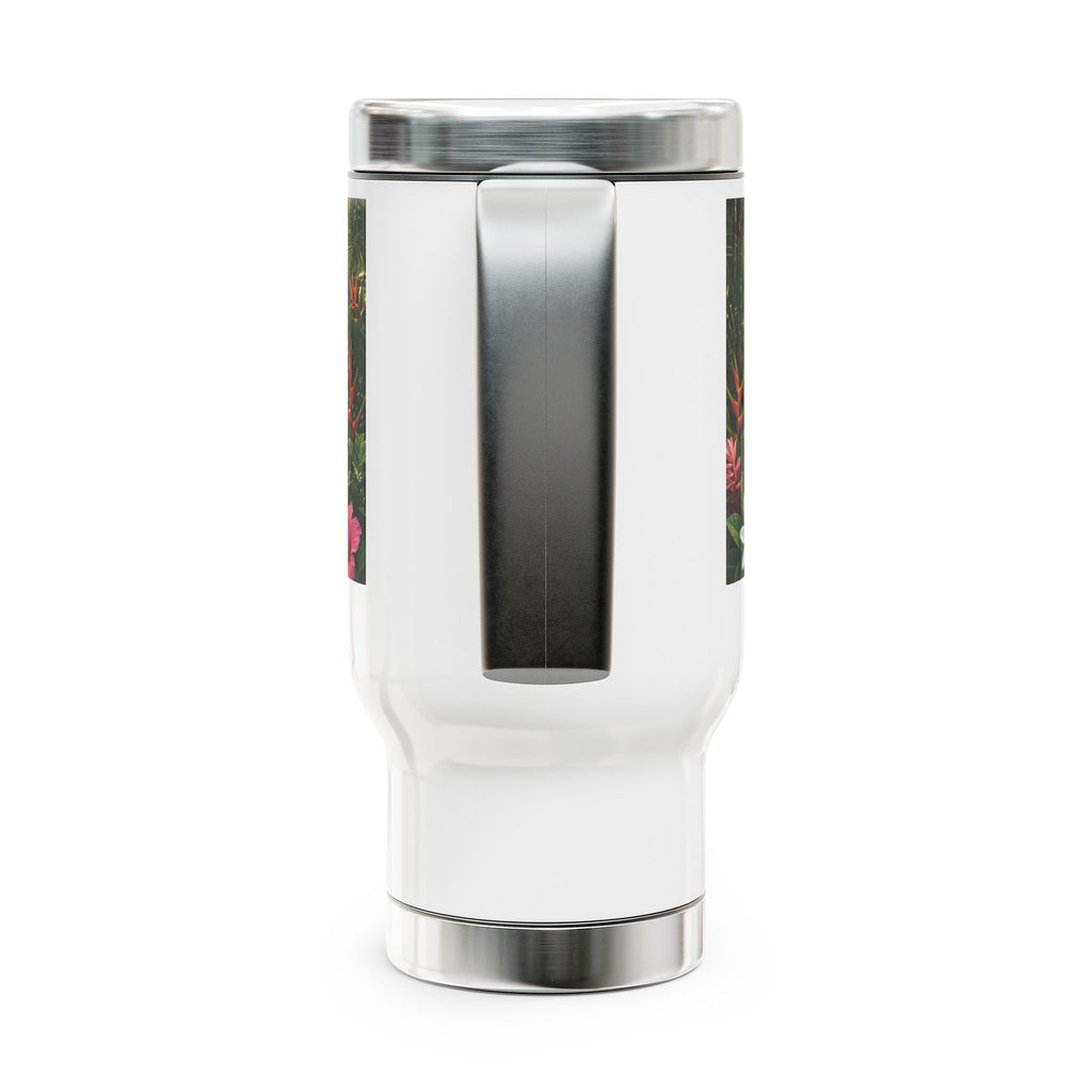 Tropical Waterfall Travel Mug — 14oz Stainless Steel Insulated Mug with Handle