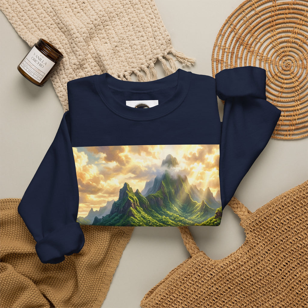 Tropical Island Crewneck Sweatshirt — Scenic Beach Landscape Pullover