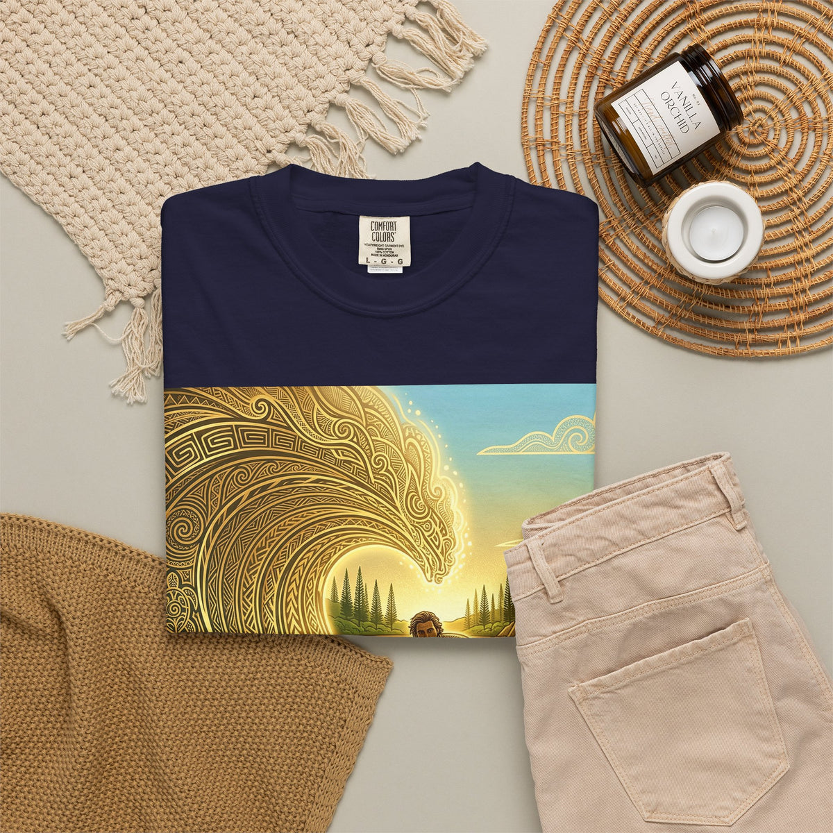 Surfer and Dolphin Wave T-Shirt | Vintage Coastal Surf Art