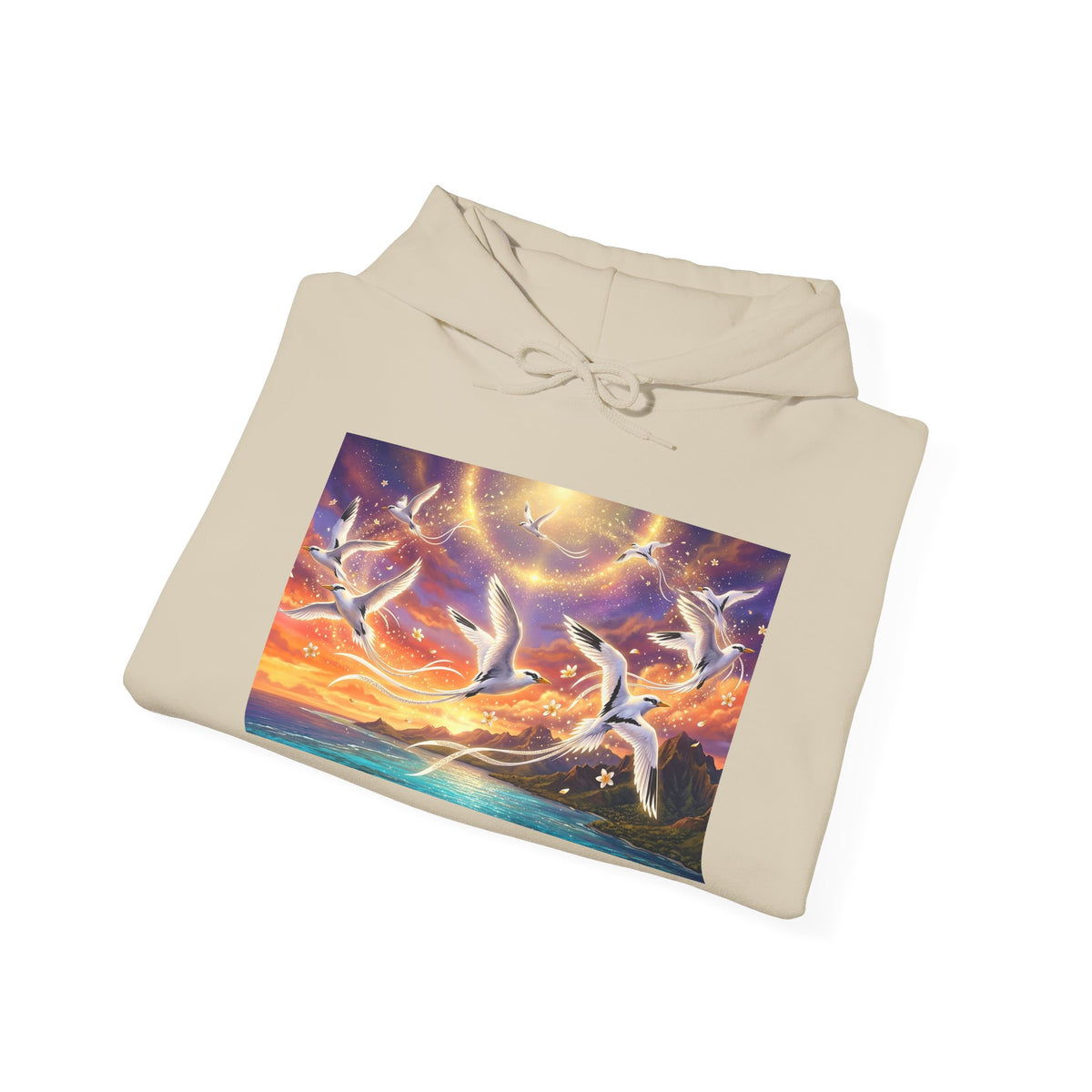 Sunset Pailles en queue Hoodie — Coastal Sunset Ocean Birds Graphic Sweatshirt