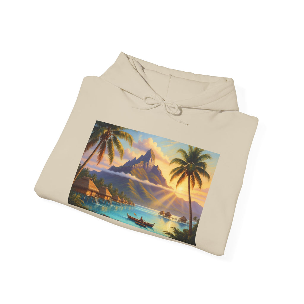 Tropical Sunset Hoodie — Vintage Island Beach Scene Pullover
