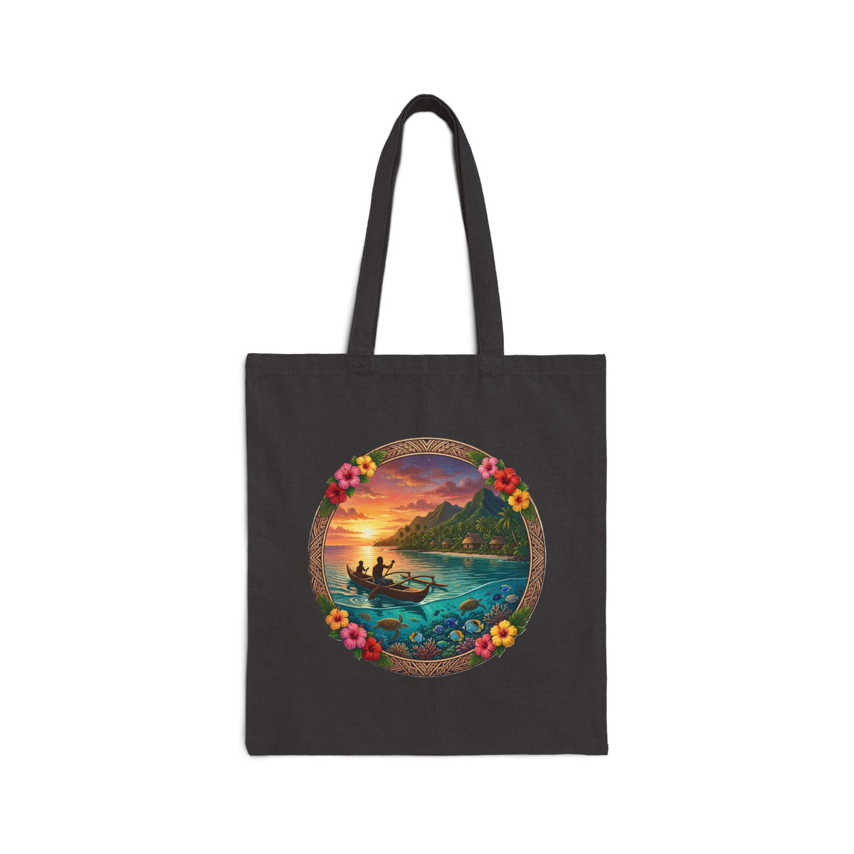 Tote Bag — Sunset Surf Circle Art Cotton Canvas Tote