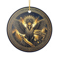 Ceramic Ornament — Mystic Raven & Lizard Medallion Holiday Decoration