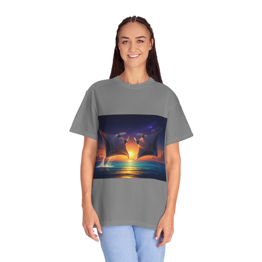 Manta Rays Sunset Ocean T-Shirt — Dancing Mantas Beachwear