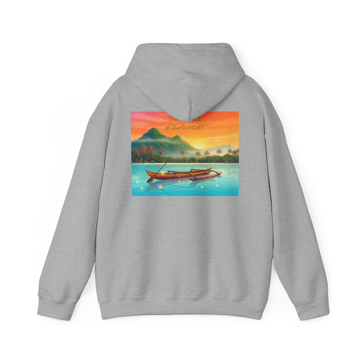 Tropical Sunset Hoodie — Scenic Boat & Island Print