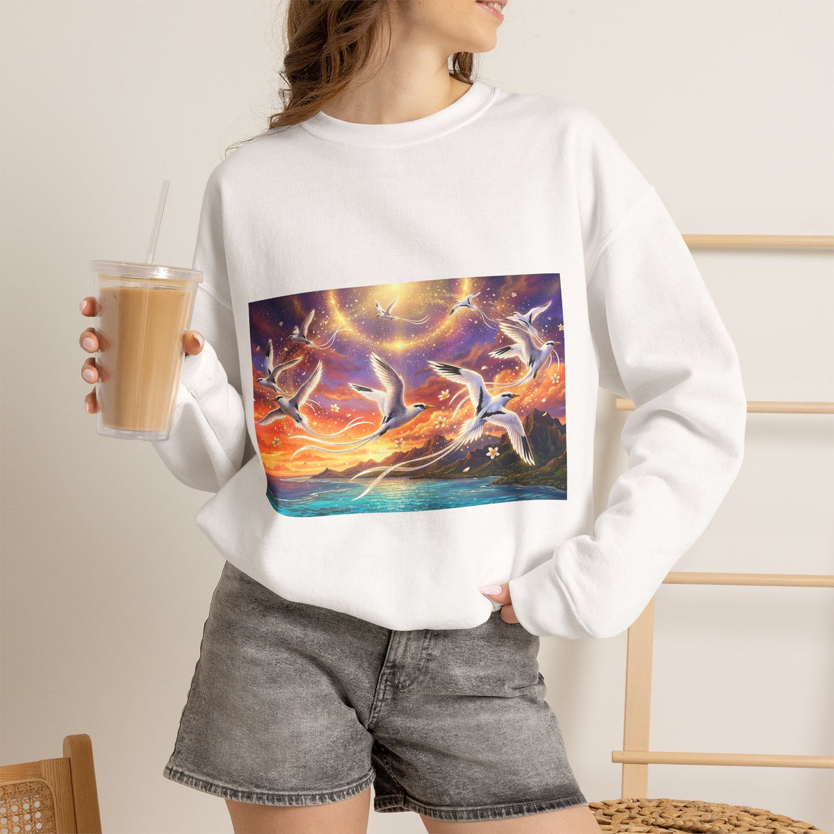 Crewneck Sweatshirt — Magical Pailles en queue at Sunset Art Print