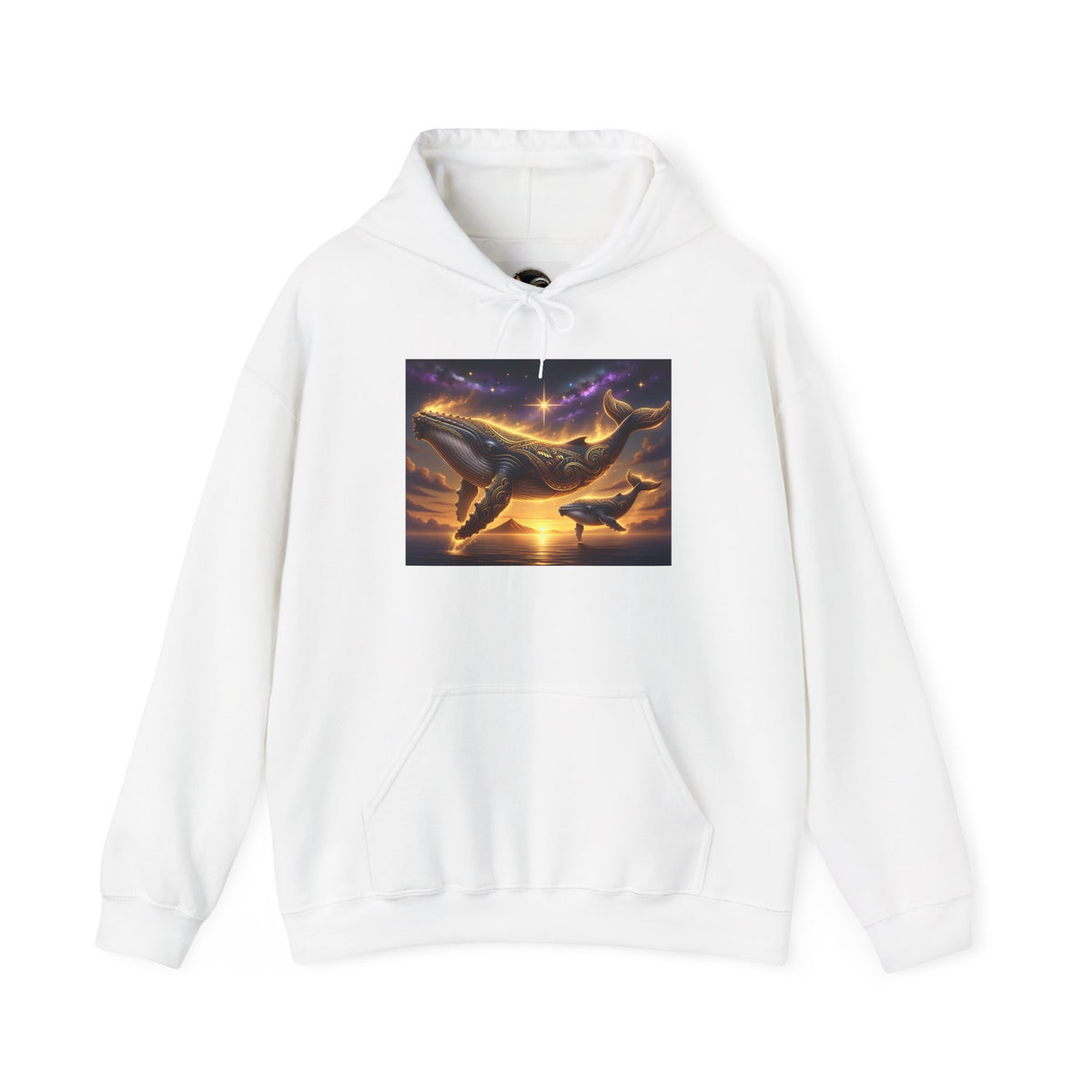 Sunset Whale Hoodie — Ocean Sunset Whale Art Pullover