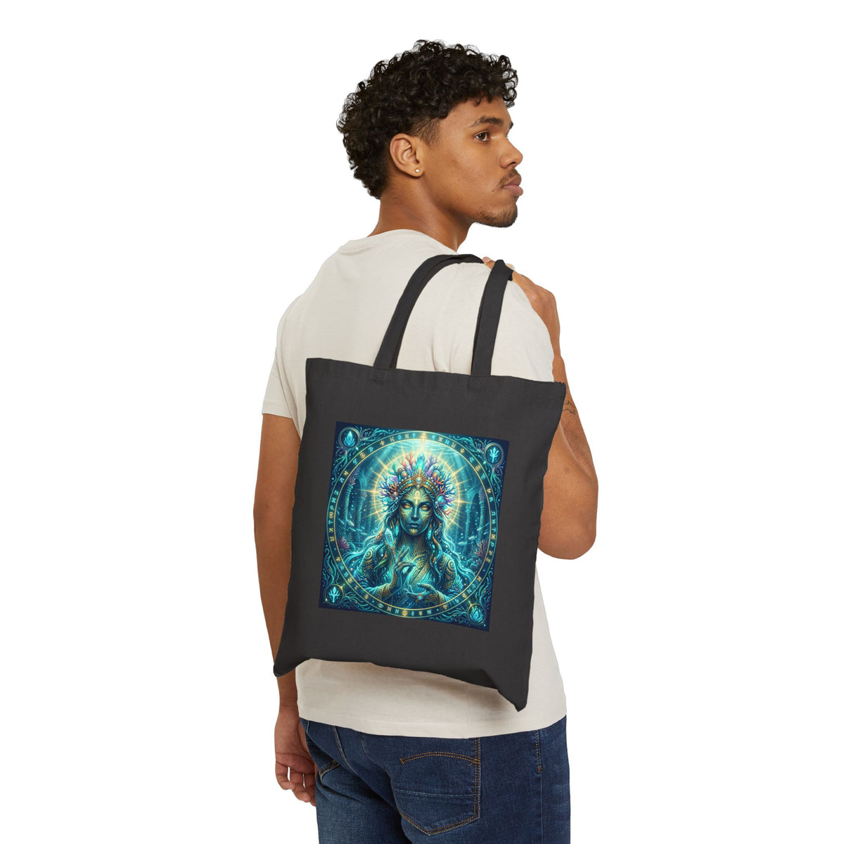Mystic Goddess Canvas Tote - Boho Spiritual Art Cotton Bag