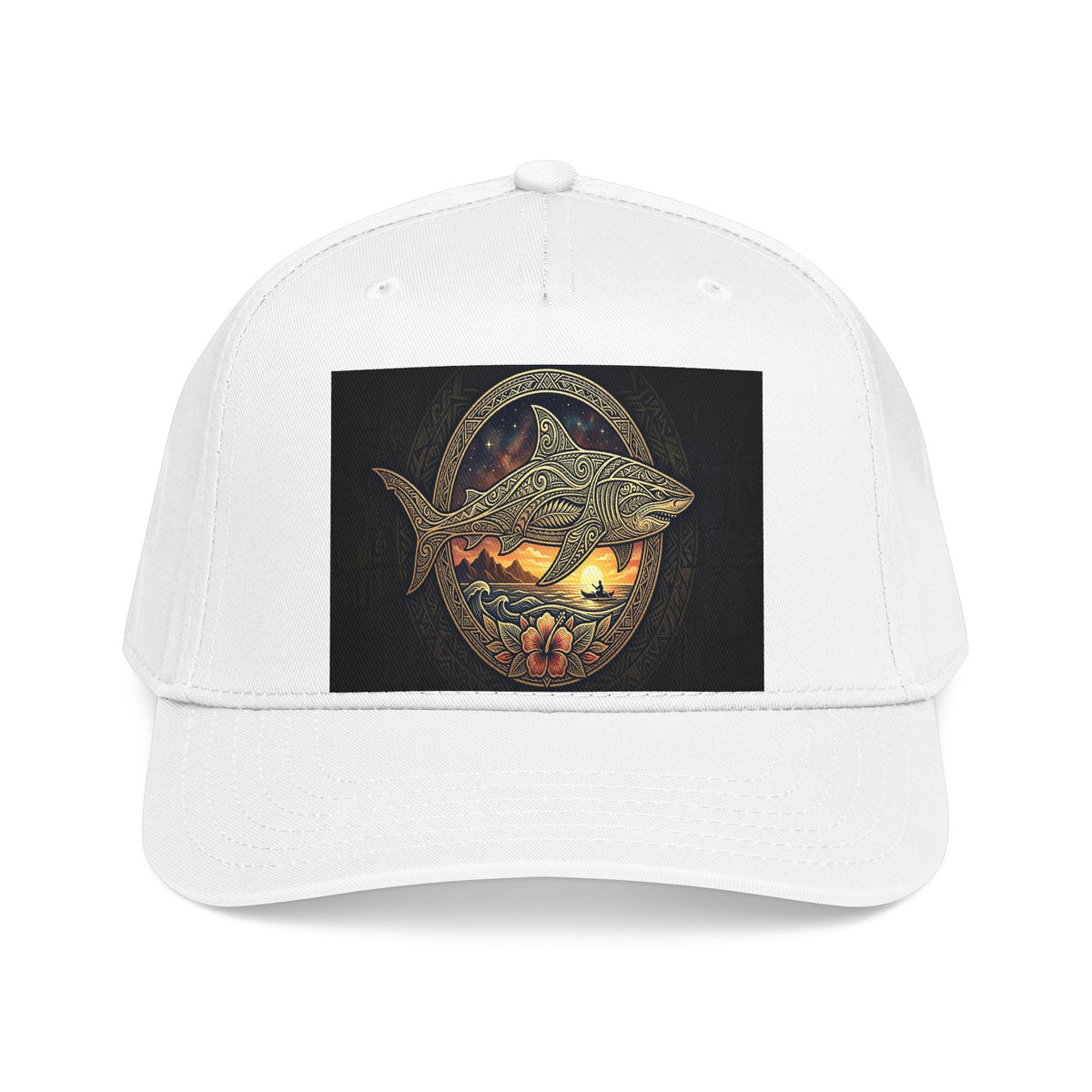 Shark Sunset Baseball Cap — Vintage Ocean Adventure Hat