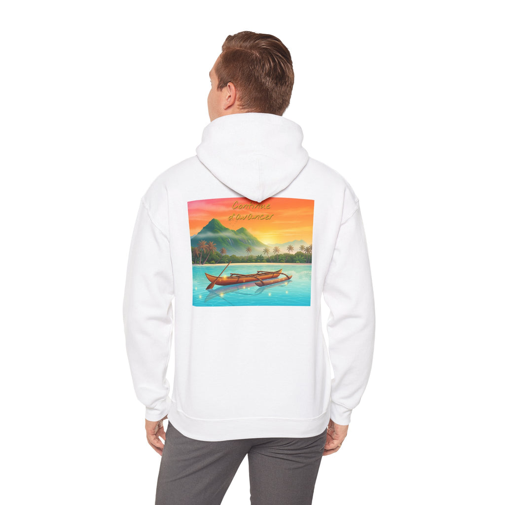 Tropical Sunset Hoodie — Scenic Boat & Island Print