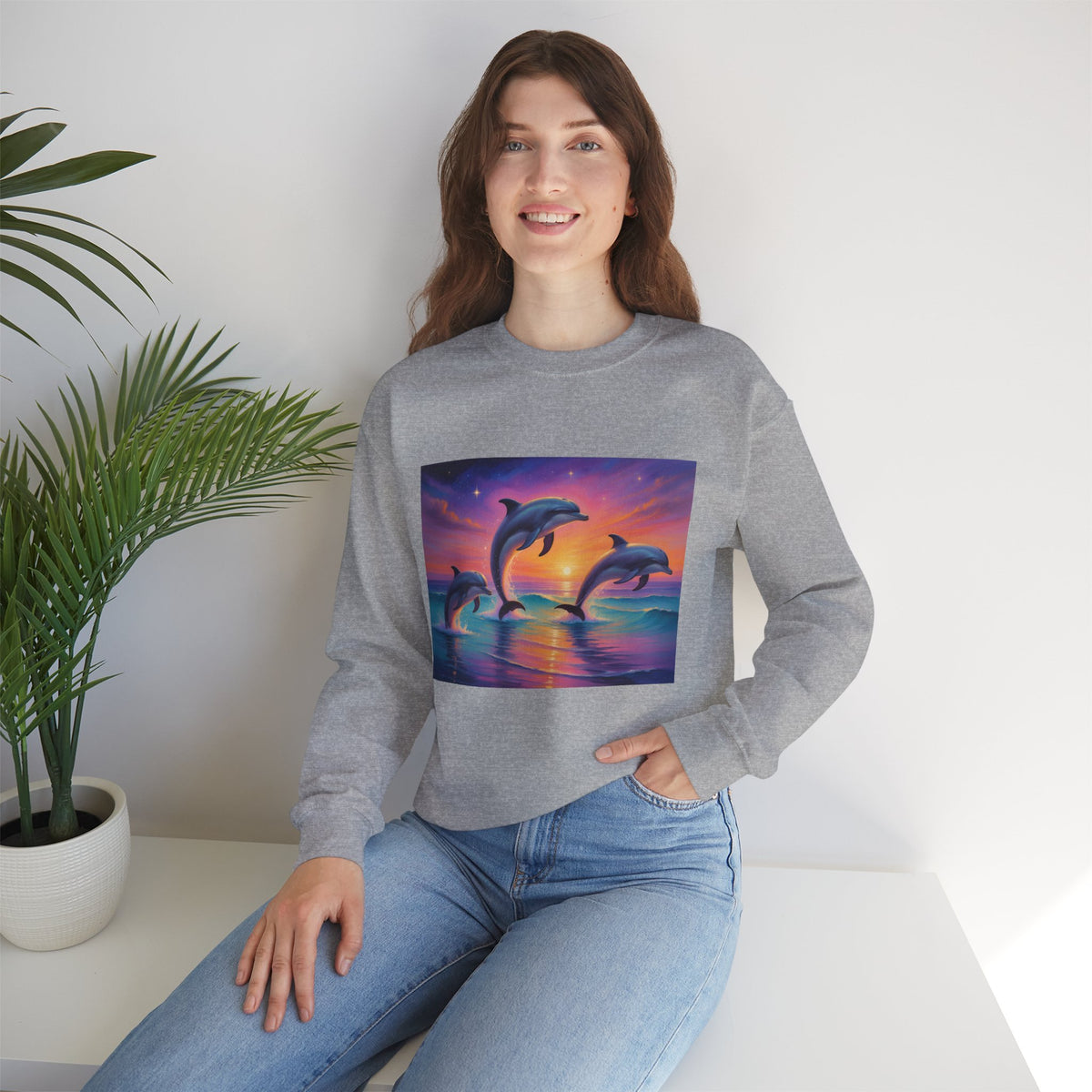 Dolphin Sunset Crewneck Sweatshirt