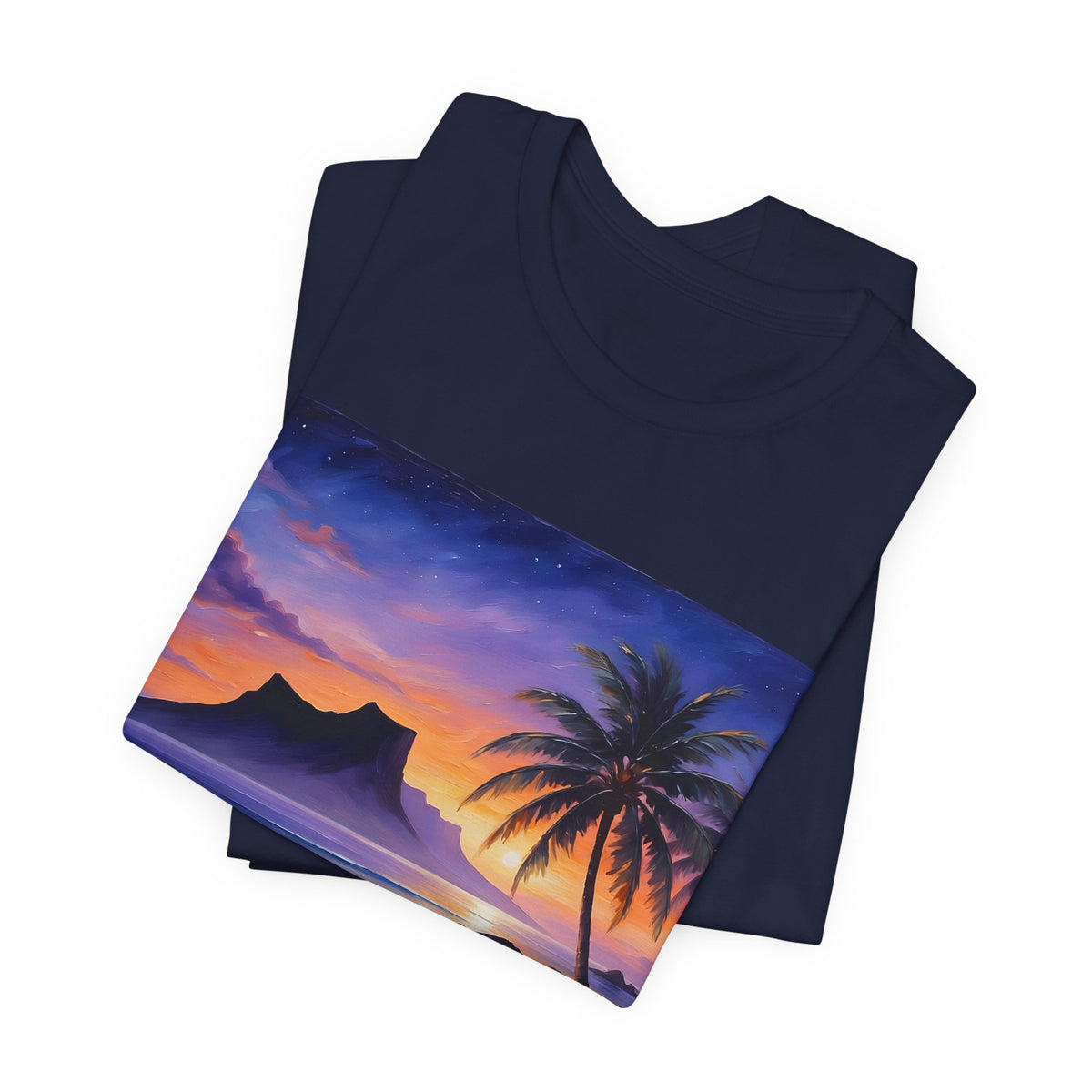 Sunset Beach Palm T-Shirt — Tropical Island Sunset Graphic Tee
