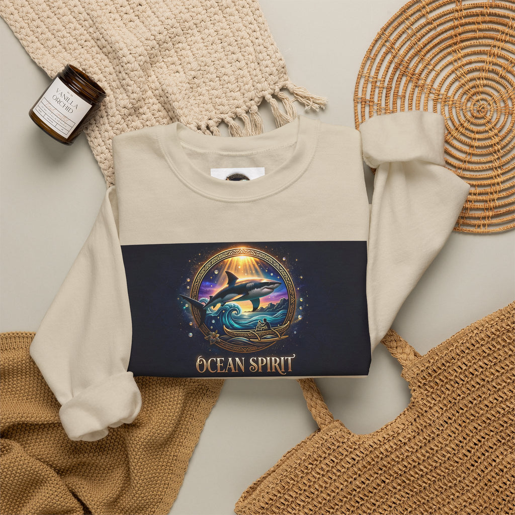 Ocean Spirit Crewneck Sweatshirt — Whale & Sunset Graphic
