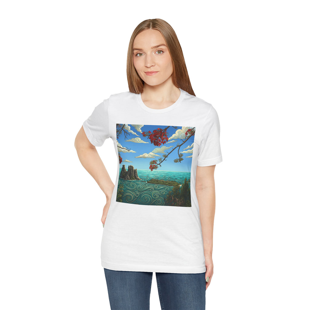 Surreal Beachscape Tee — Dreamy Sunset Ocean Art T-Shirt