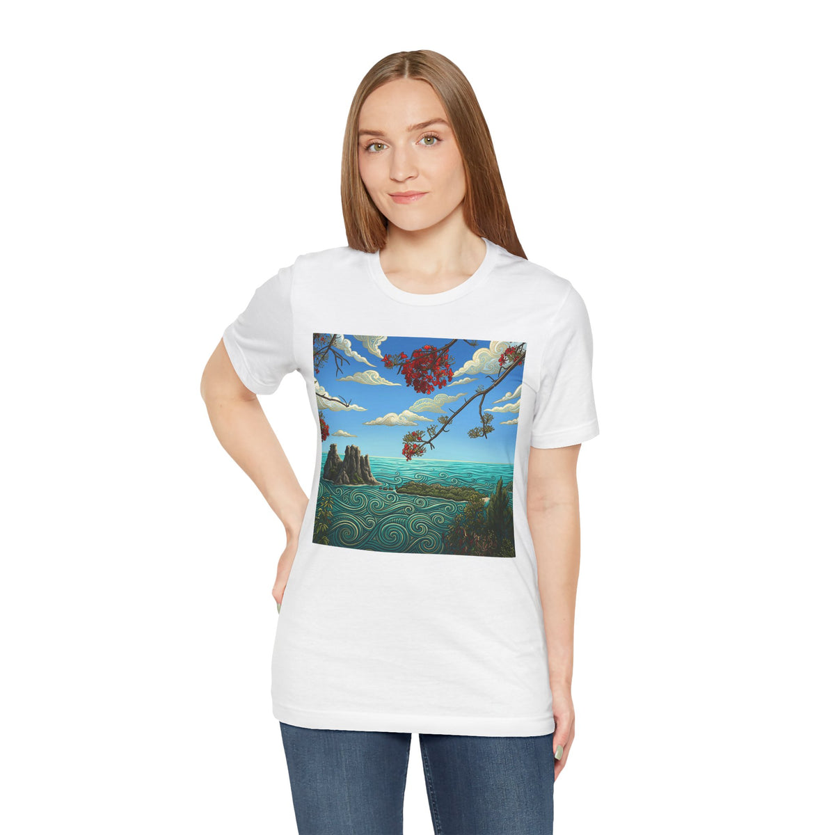 Surreal Beachscape Tee — Dreamy Sunset Ocean Art T-Shirt