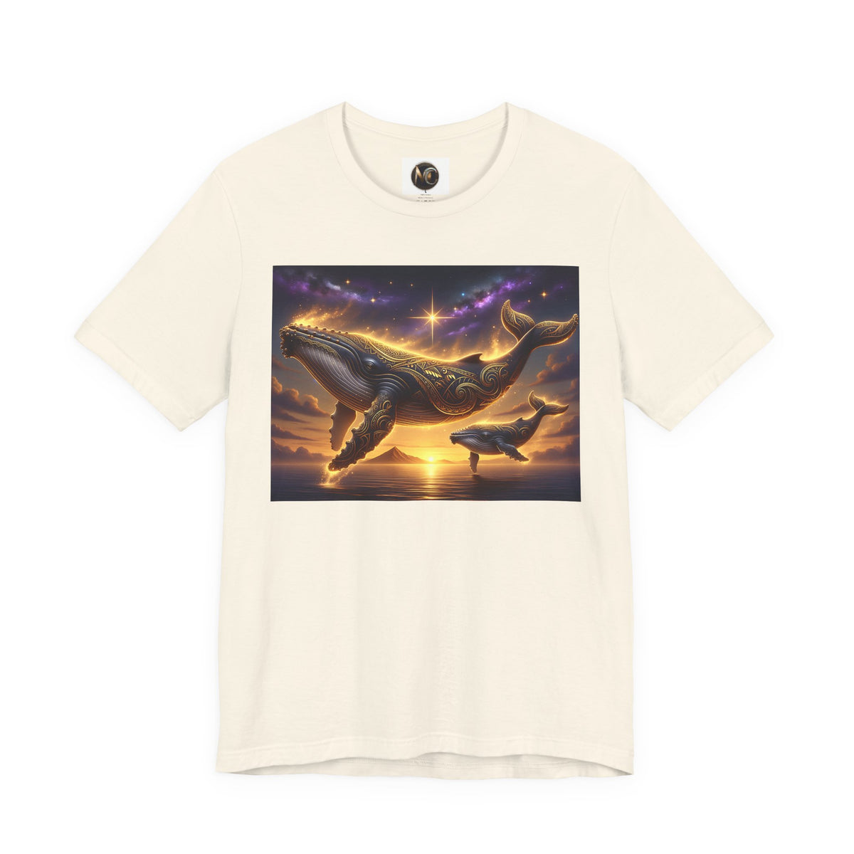 Sunset Whale Family T‑Shirt — Ocean Whale Scene Tee