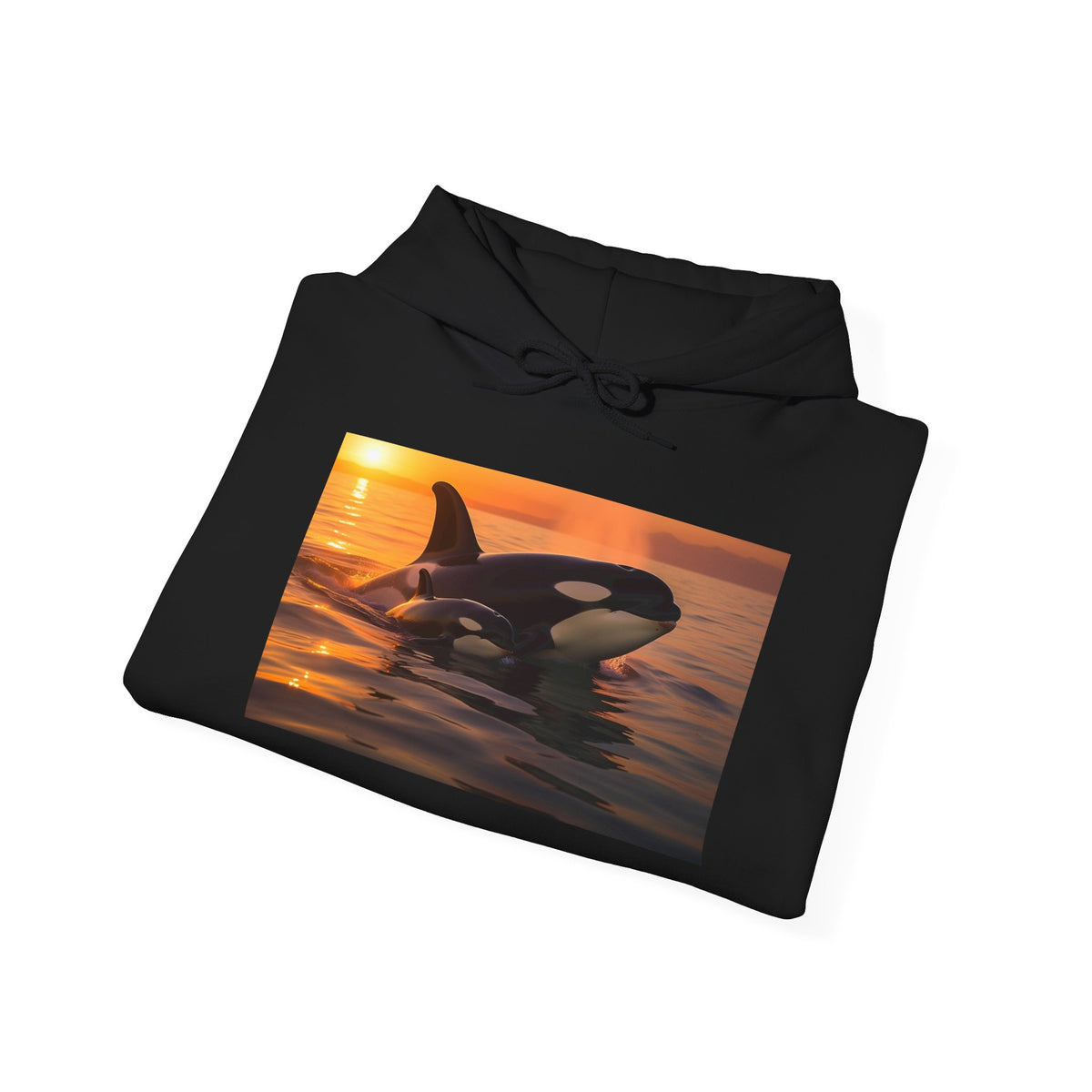 Orca Sunset Hoodie - Killer Whale Sunset Pullover for Marine Life Lovers
