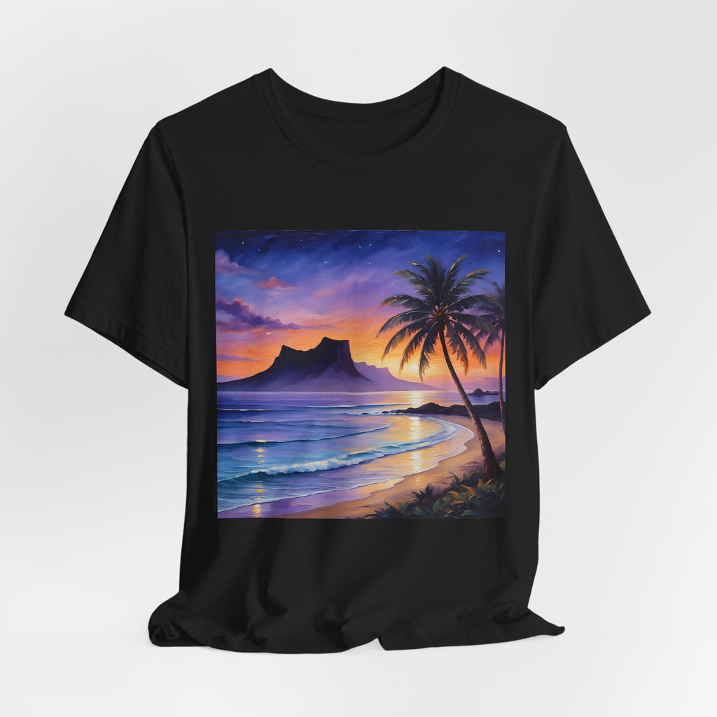 Sunset Beach Palm T-Shirt — Tropical Island Sunset Graphic Tee