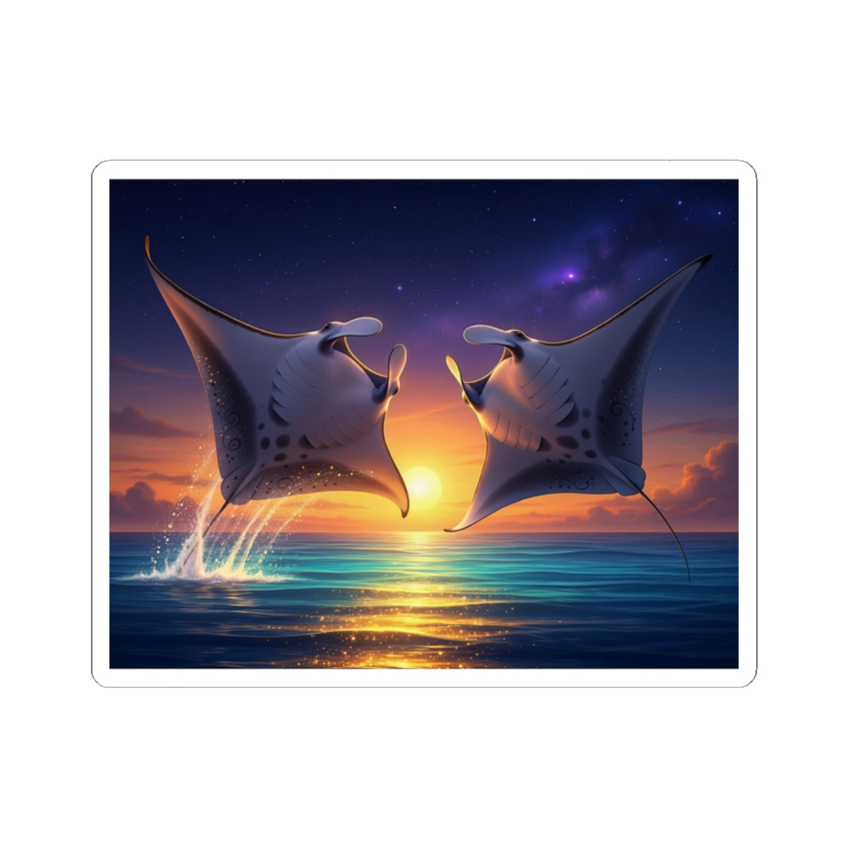 Manta Ray Sunset Sticker — Ocean Lovers Kiss-Cut Decal