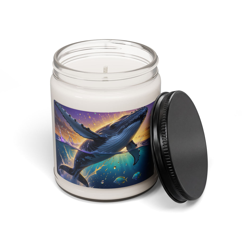 Whale Horizon Soy Candle — 9oz Scented Jar (Ocean Breeze)