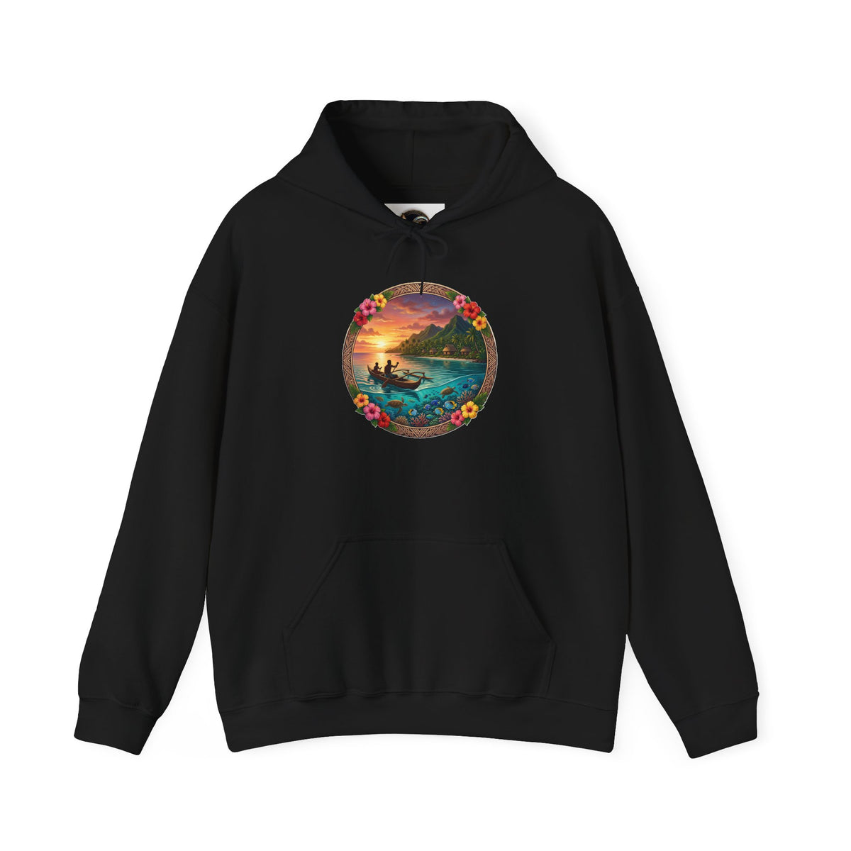 Sunset Surf Hoodie — Tropical Beach Circle Graphic Sweatshirt