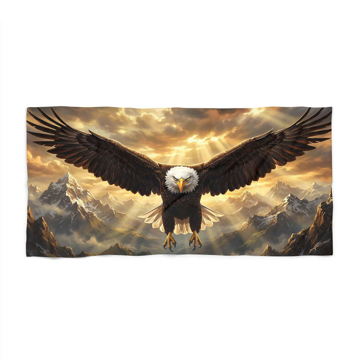 Bald Eagle Beach Towel — Majestic Eagle Sunset Scenic Towel