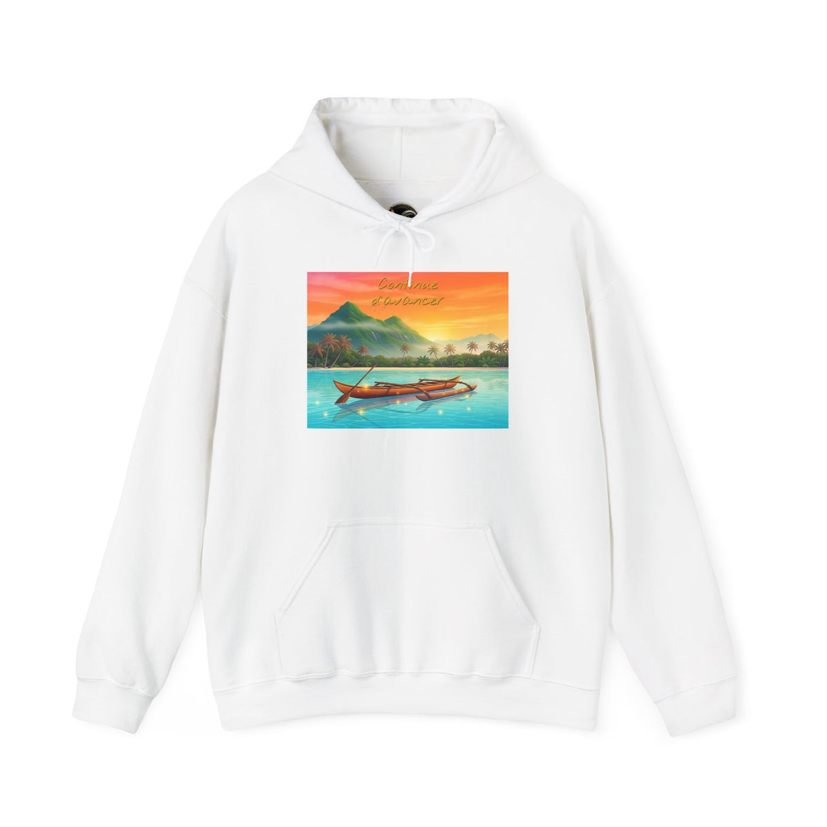 Tropical Sunset Hoodie — Scenic Boat & Island Print