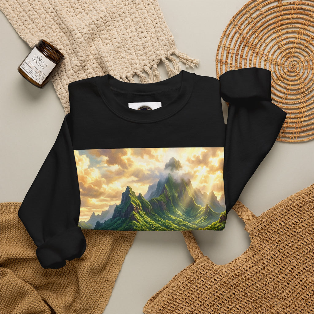 Tropical Island Crewneck Sweatshirt — Scenic Beach Landscape Pullover