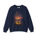 Crewneck Sweatshirt — Fiery Hook Graphic Crewneck (Stormy Sunset, Flaming Fish Hook)