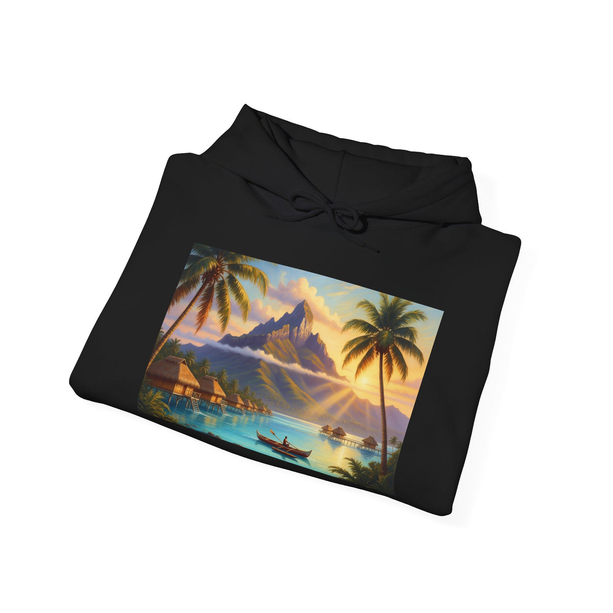 Tropical Sunset Hoodie — Vintage Island Beach Scene Pullover