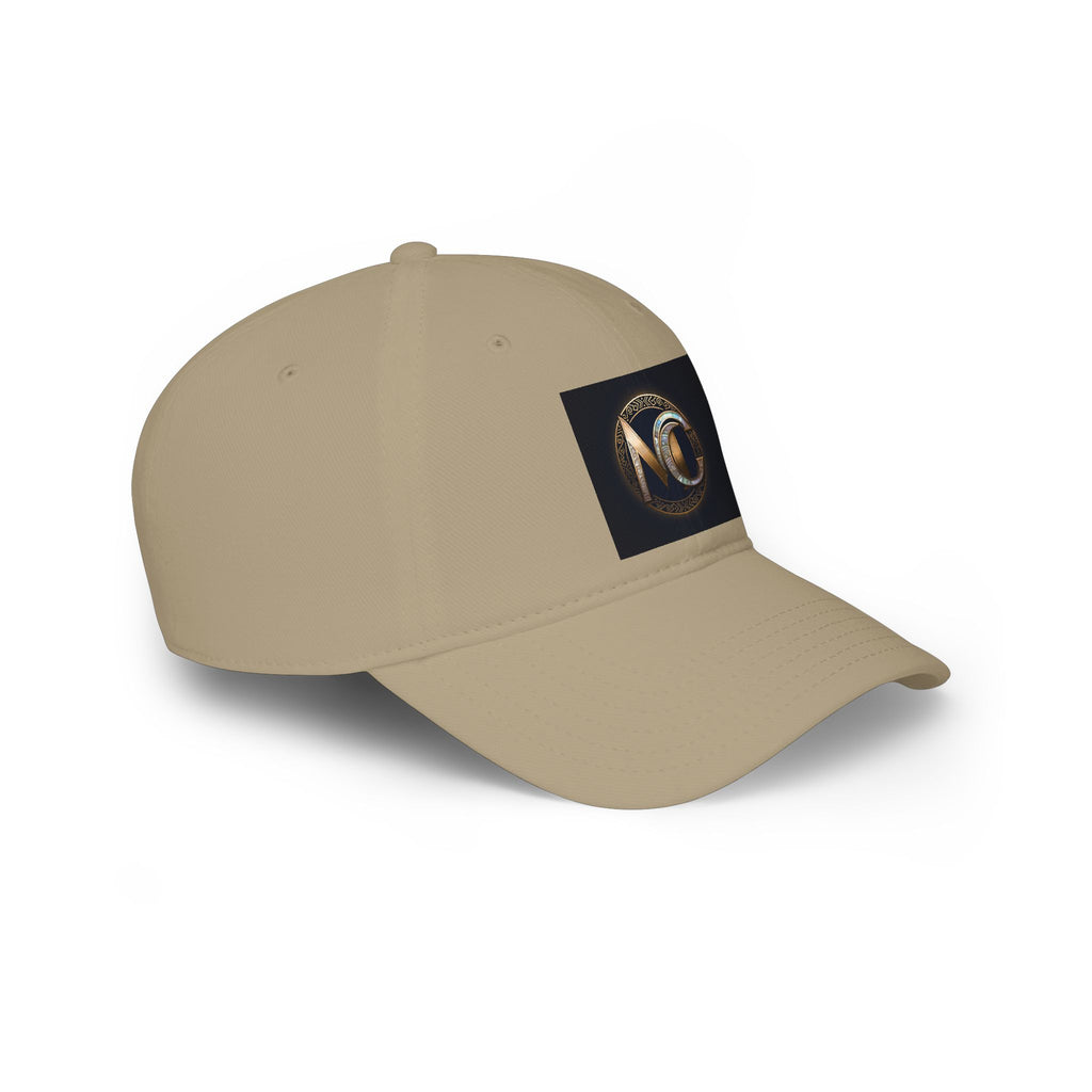 Low-profile baseball cap with gold and pearl emblem—bold minimalist hat