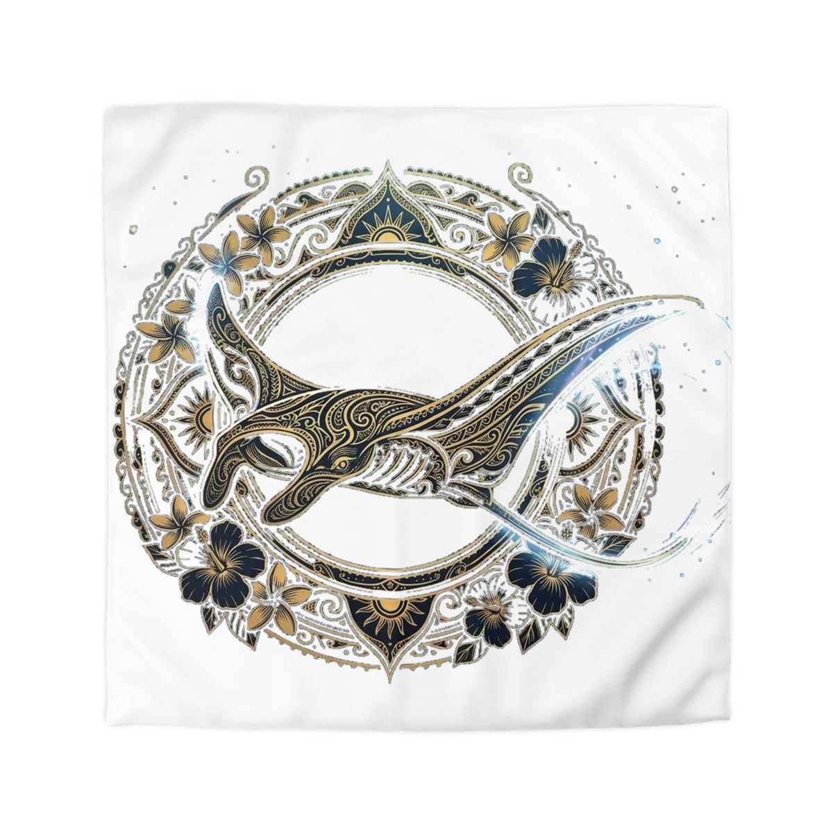 Whale Mandala Duvet Cover – Intricate Nautical Boho Bedding