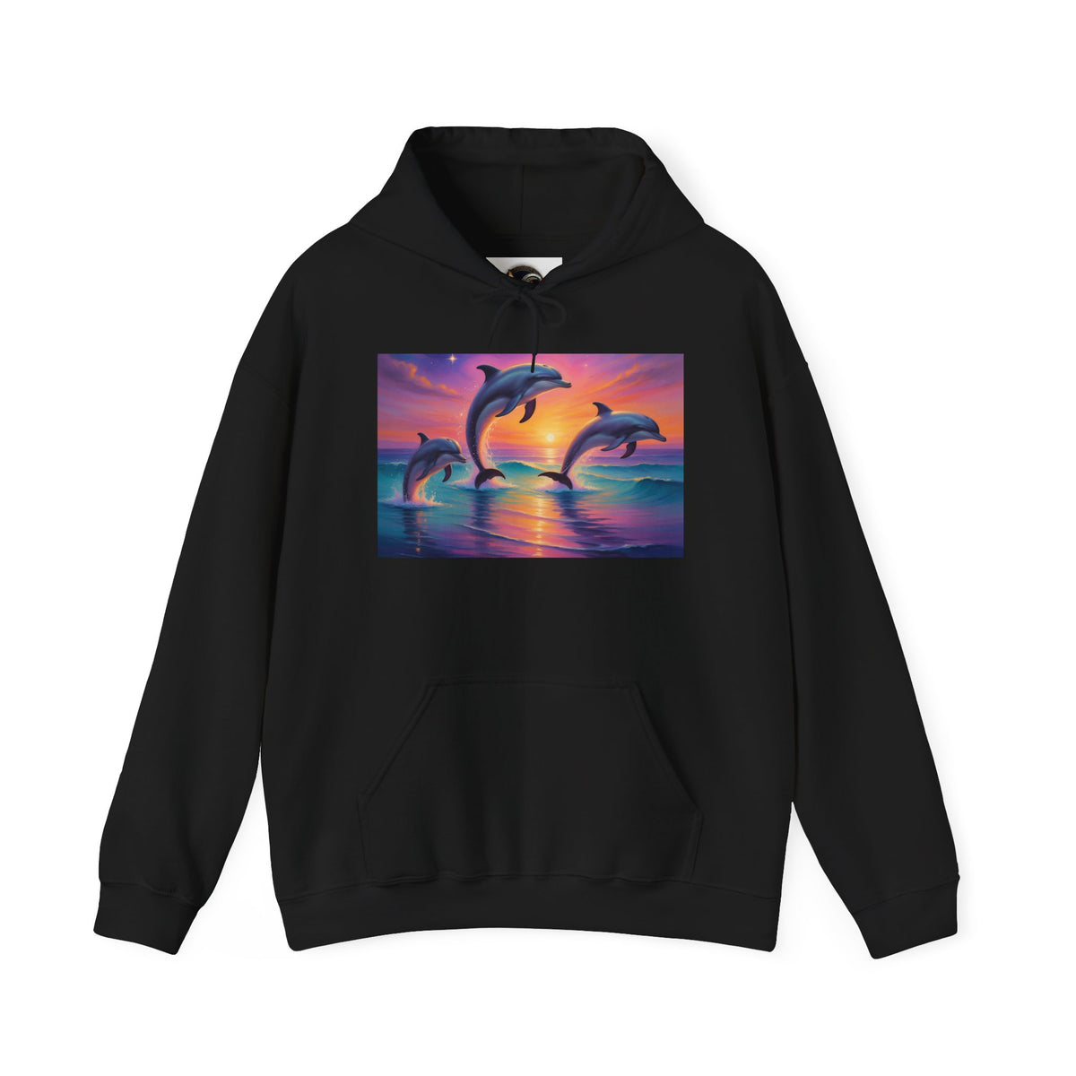 Dolphin Sunset Hoodie — Tropical Ocean Sunset Dolphin Graphic Sweatshirt