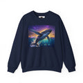 Whale Dreamscape Crewneck Sweatshirt — Cosmic Ocean Sunset Graphic