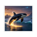 Orca Sunset Sticker — Kiss-Cut Whale Laptop Decal