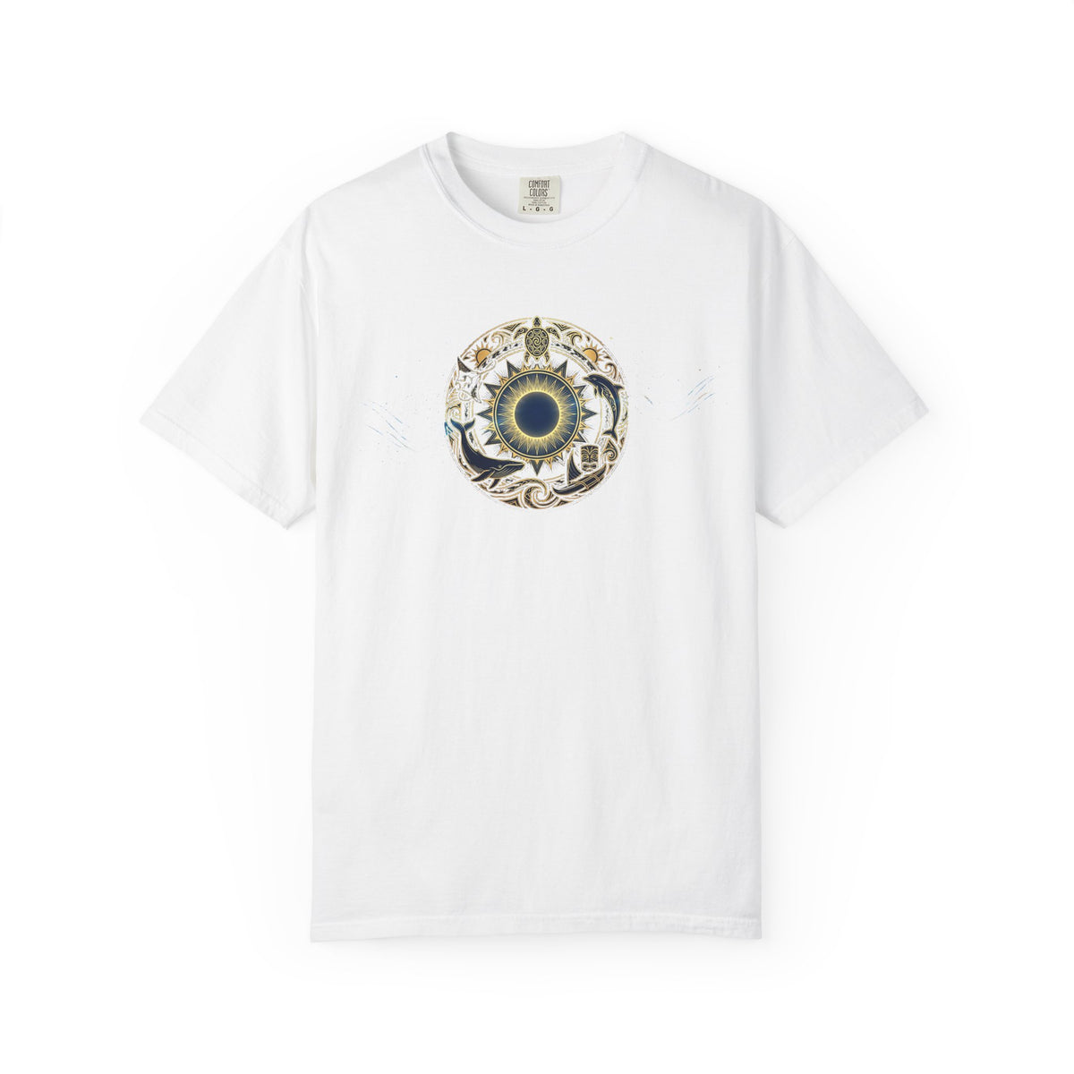 Mystic Ocean Compass T-Shirt — Nautical Mandala Sun & Sea Life Design