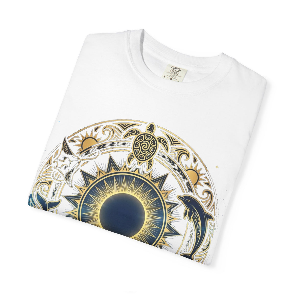 Mystic Ocean Compass T-Shirt — Nautical Mandala Sun & Sea Life Design