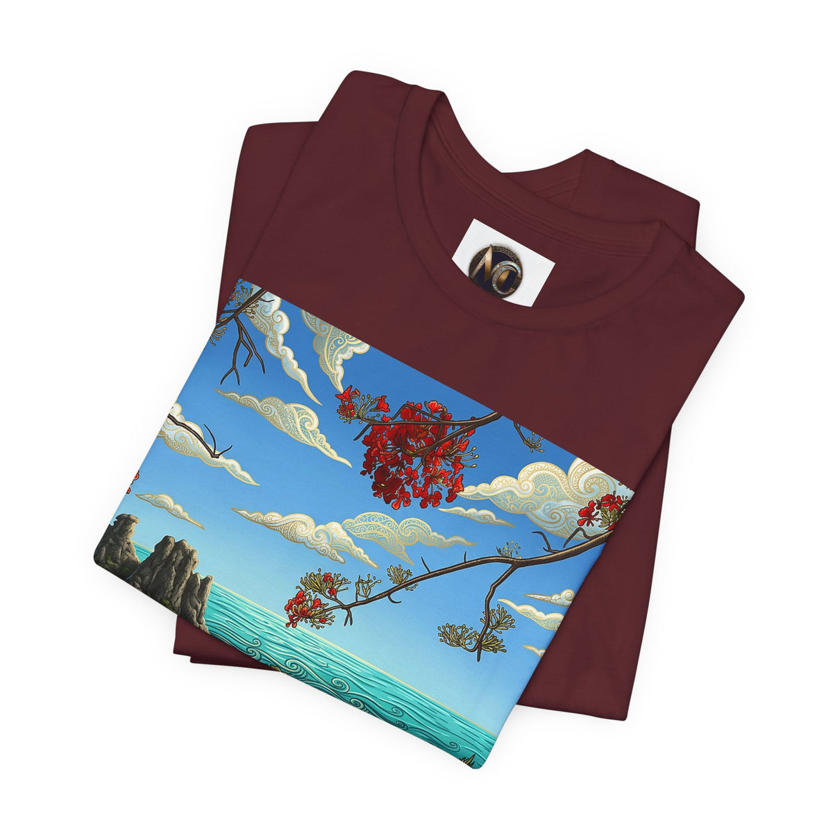 Surreal Beachscape Tee — Dreamy Sunset Ocean Art T-Shirt