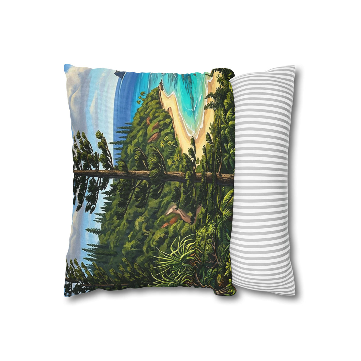 Dolphin Nightscape Throw Pillow Cover — Nautical Moon & Star Accent Pillowcase