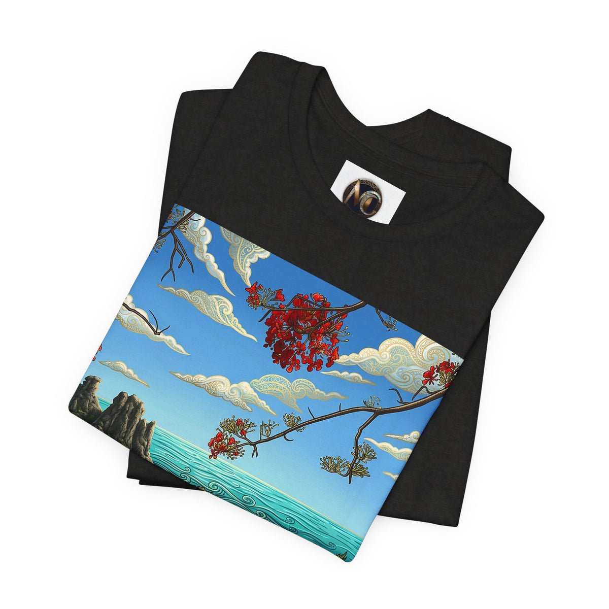 Surreal Beachscape Tee — Dreamy Sunset Ocean Art T-Shirt