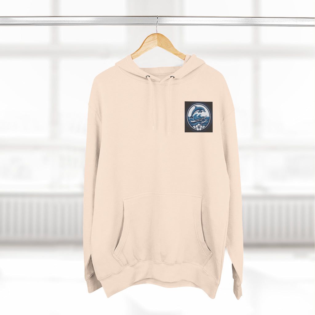Dolphin Wave Fleece Hoodie — Coastal Hibiscus Graphic