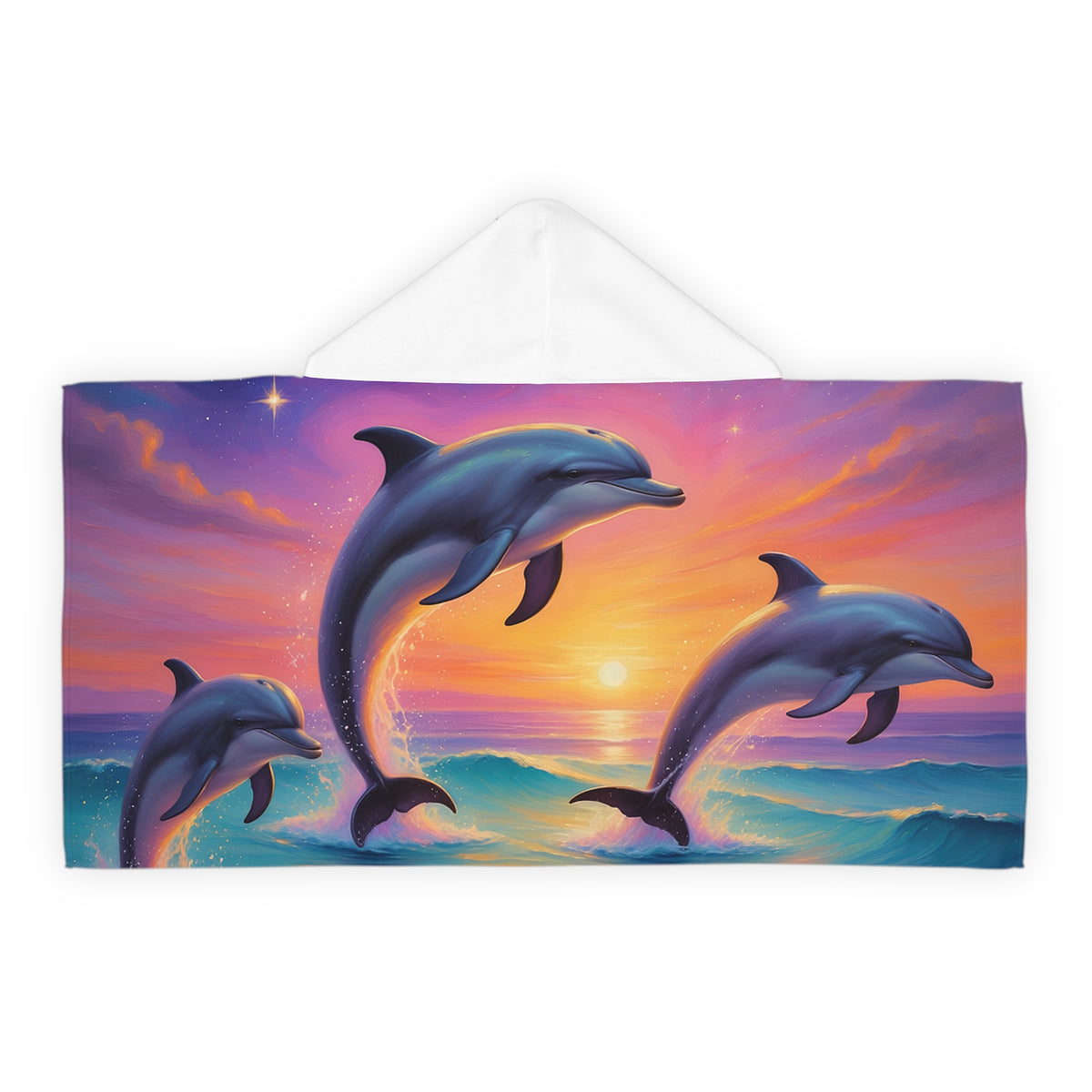 Dolphin Sunset Youth Hooded Towel