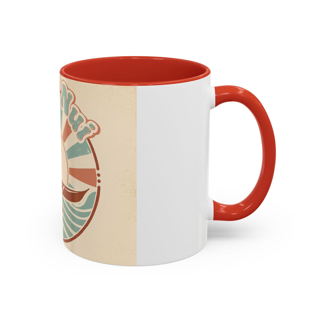 Aloha Nui Coffee Mug — Retro Hawaiian Canoe Sunset Accent Mug (11/15oz)
