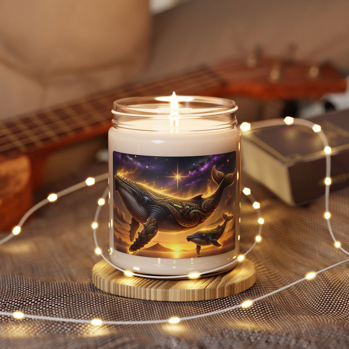 Whale Dreams Soy Candle — 9oz Scented Jar (Soothing Ocean & Starry Night Vibe)