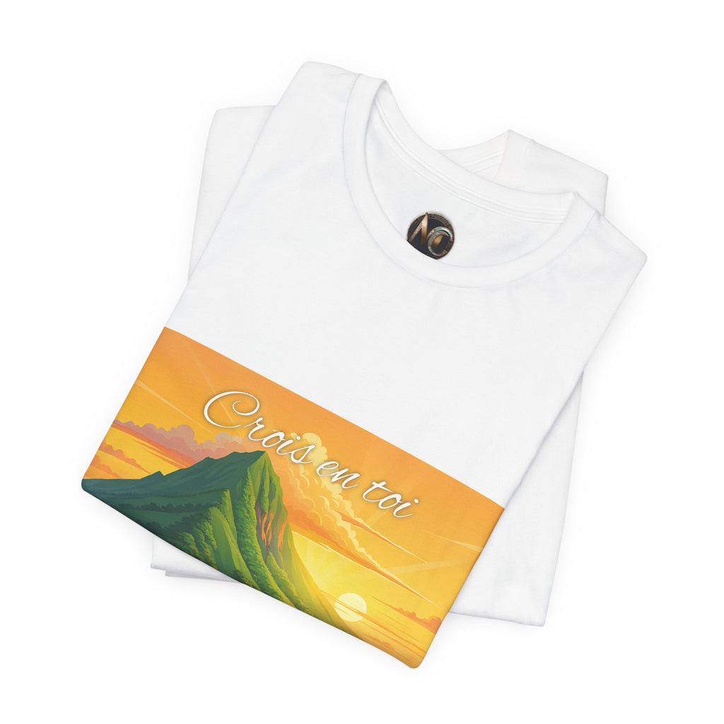 T-Shirt — Sunrise Mountain Landscape Tee with 'Oahu' Script