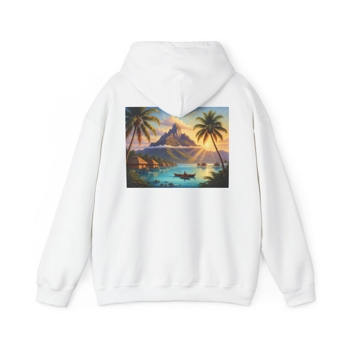 Tropical Island Hoodie — Vintage Sunset Palm Beach Graphic Hooded Sweatshirt
