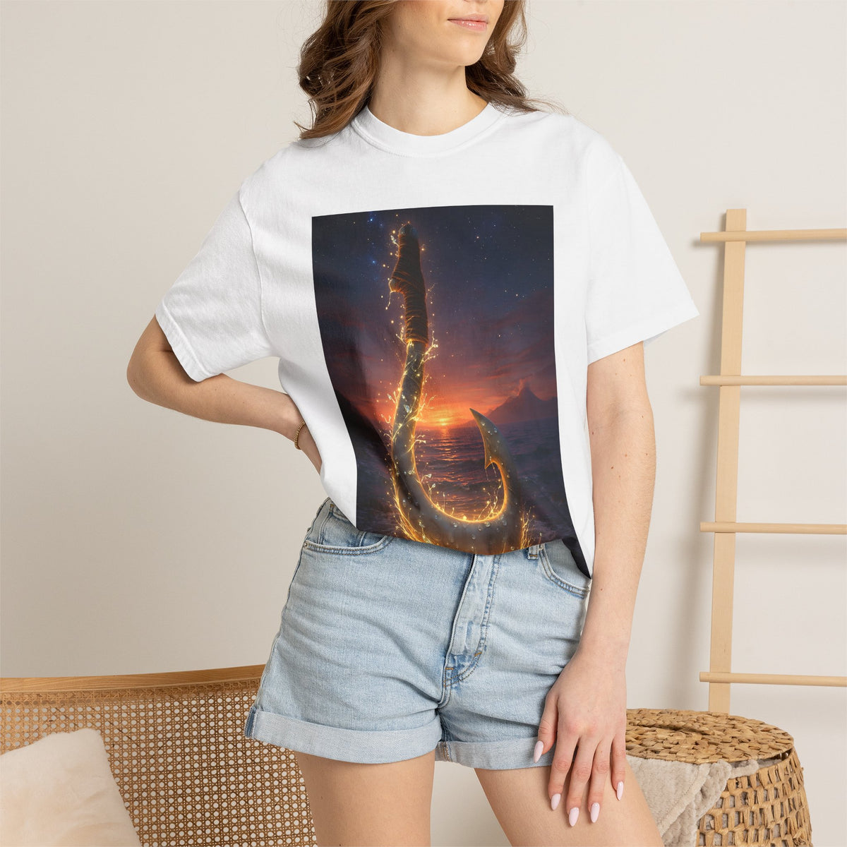 Fishing Hook Fire Graphic T-Shirt