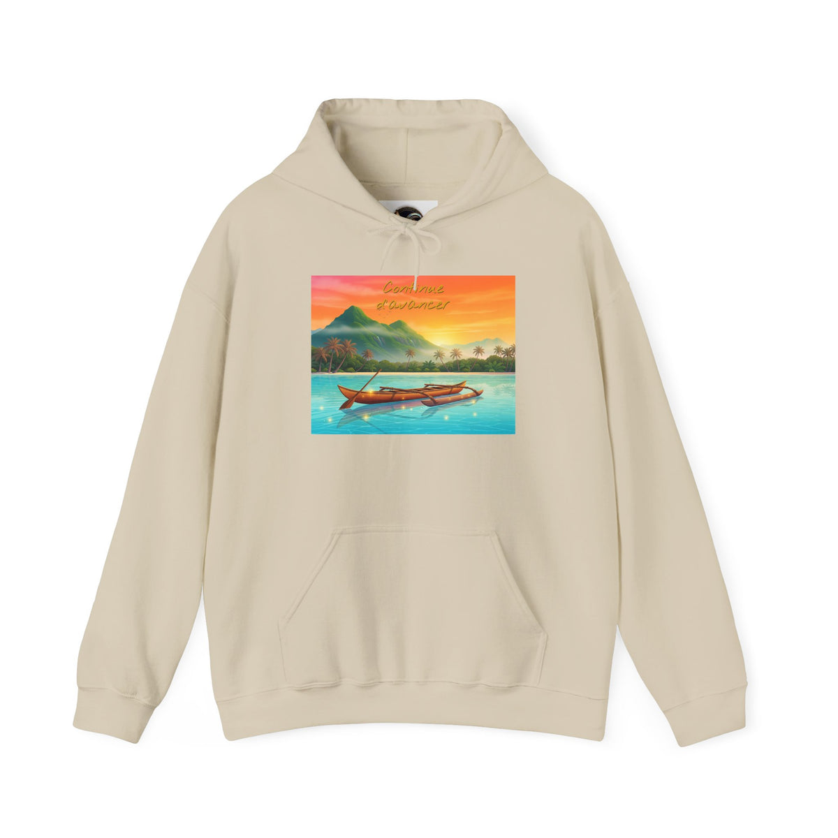 Tropical Sunset Hoodie — Scenic Boat & Island Print