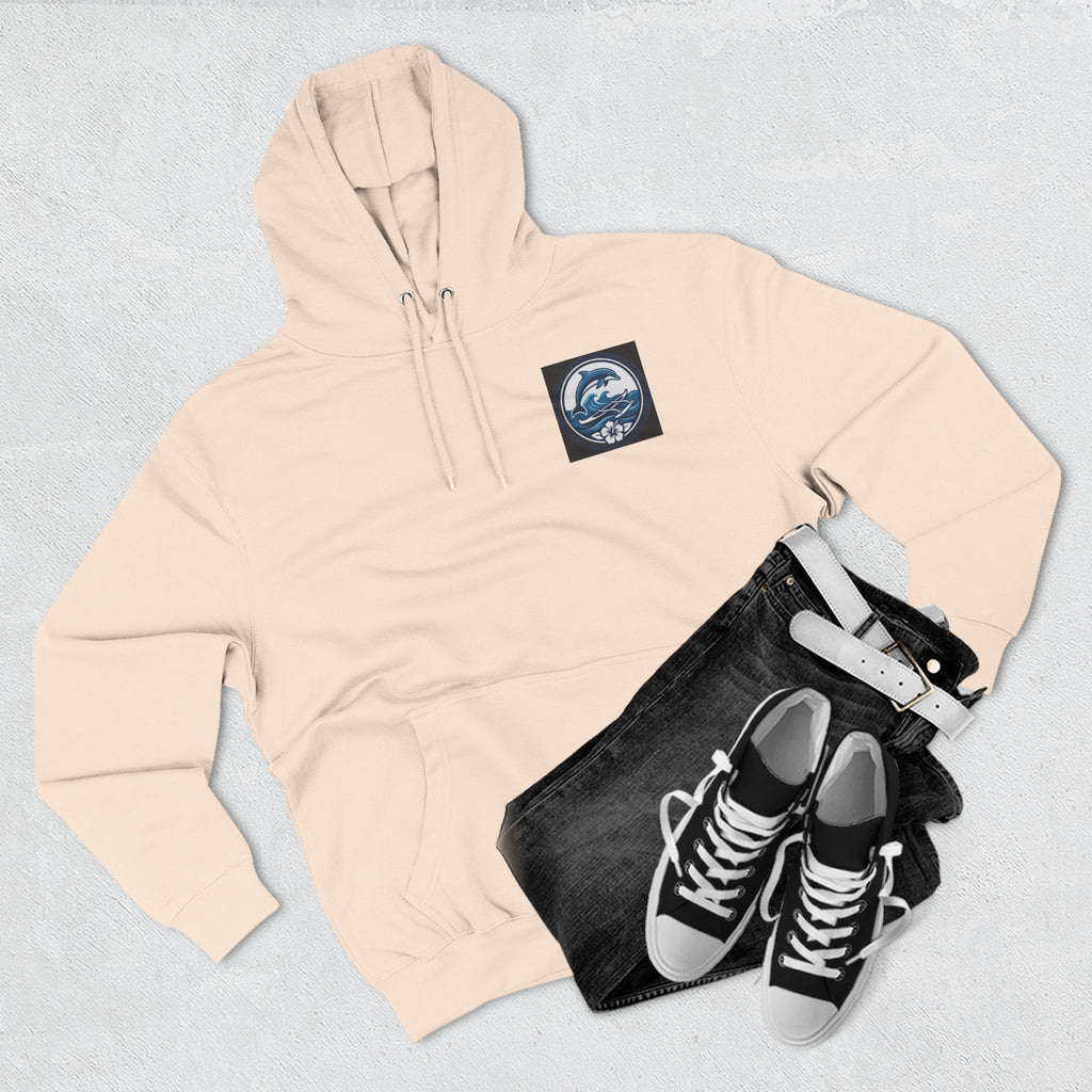 Dolphin Wave Fleece Hoodie — Coastal Hibiscus Graphic