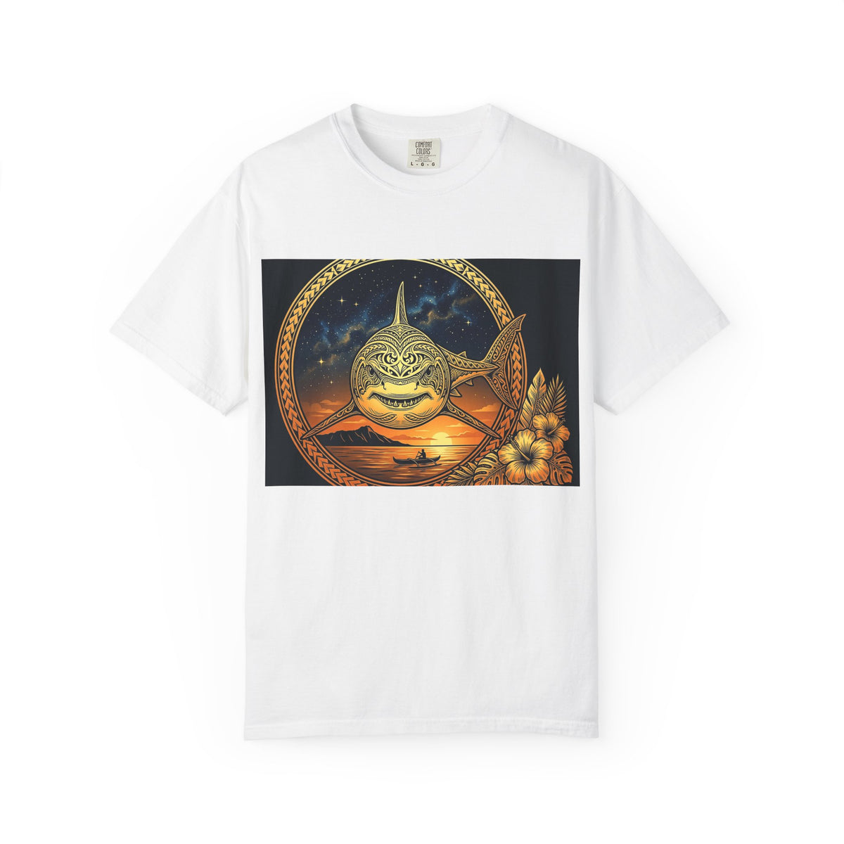 Shark Sunset Graphic T-Shirt — Vintage Nautical Ocean Tee